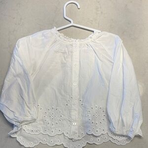 Zara White Eyelet Kids Blouse